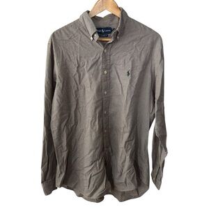 Ralph Lauren Brown Houndstooth Casual Button Down Shirt Men’s Size L Classic